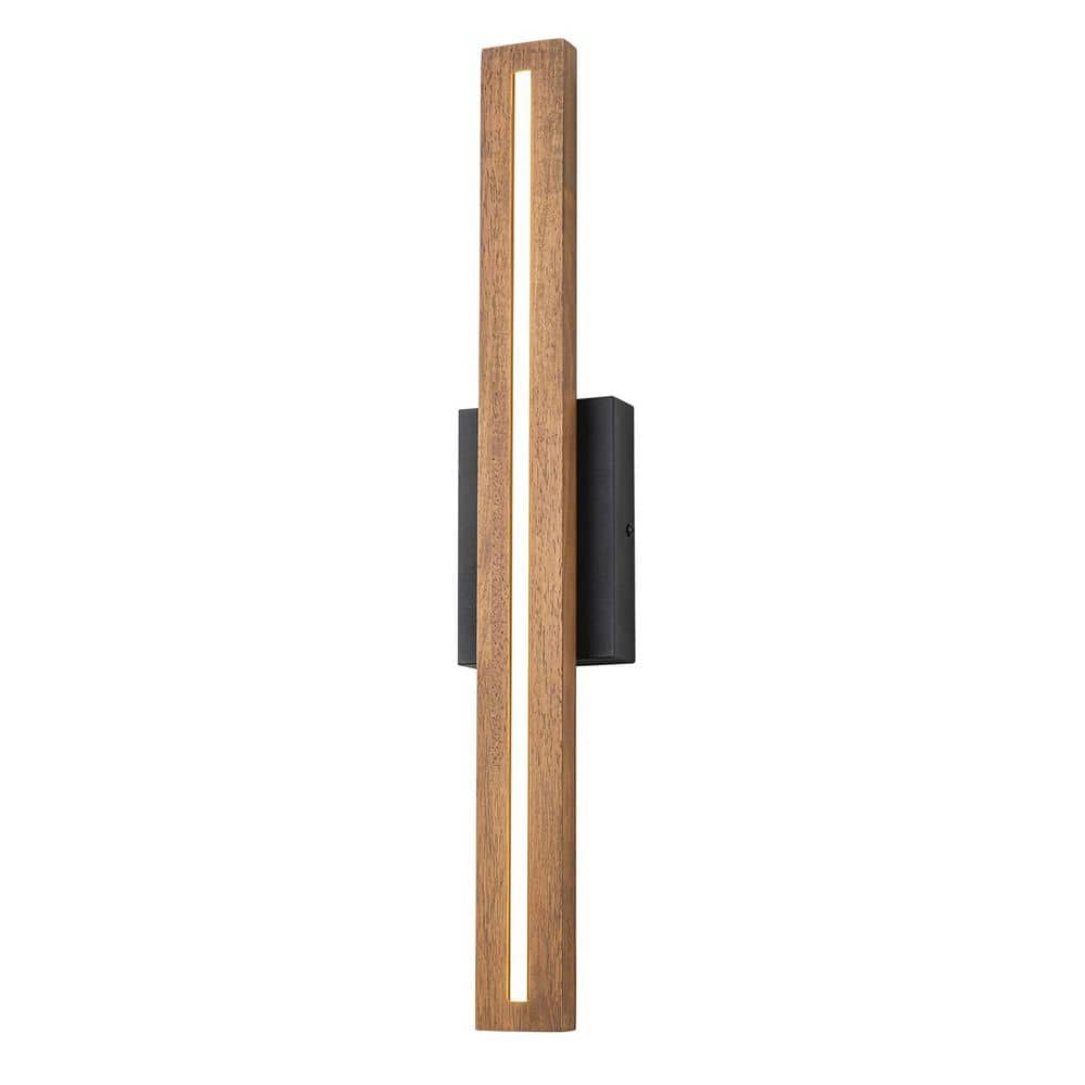 25 in. 1-Light Farmhouse Dimmable Wood Integrated LED Black Vanity Light Bar price history on PriceWatchPro