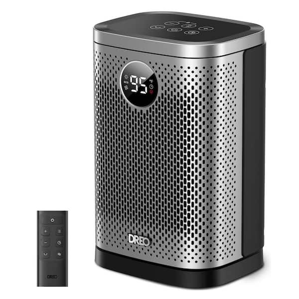 1500W 10 in. Compact Ceramic Convection Electric Space Heater w/Remote 70° Osc 3-Heat Levels in Silver