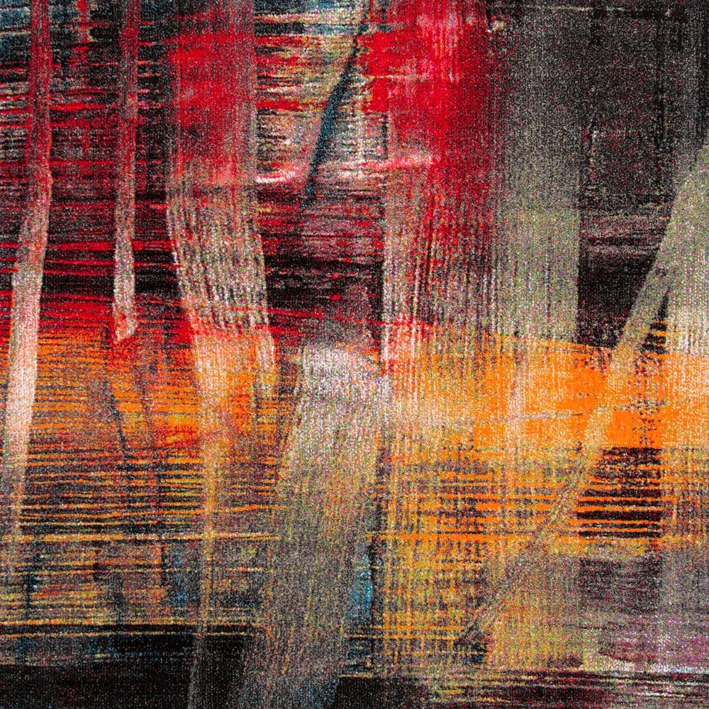 Colorful Abstract Low Pile Square Area Rug
