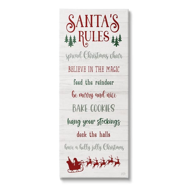 Stupell Industries Santa's Rules Holiday by Natalie Carpentieri 1-Piece Unframed Graphic Print Typography Poster Art Print 30 in. x 13 in.