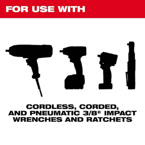 SHOCKWAVE 3/8 in. Drive SAE and Metric 6 Point Impact Socket Set (43-Piece)