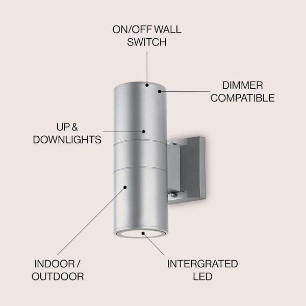 JONATHAN Y Duo 6 in. 2-Light Silver Modern Midcentury Cylinder 