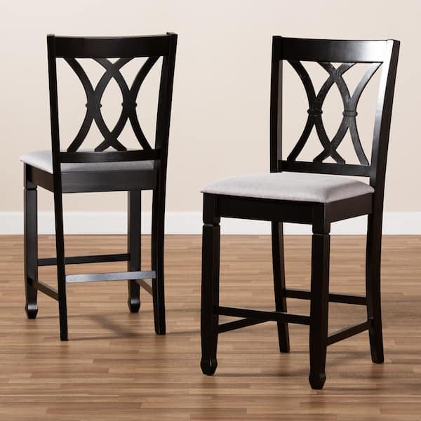 Reneau 43 in. Gray and Espresso Bar Stool (Set of 2)