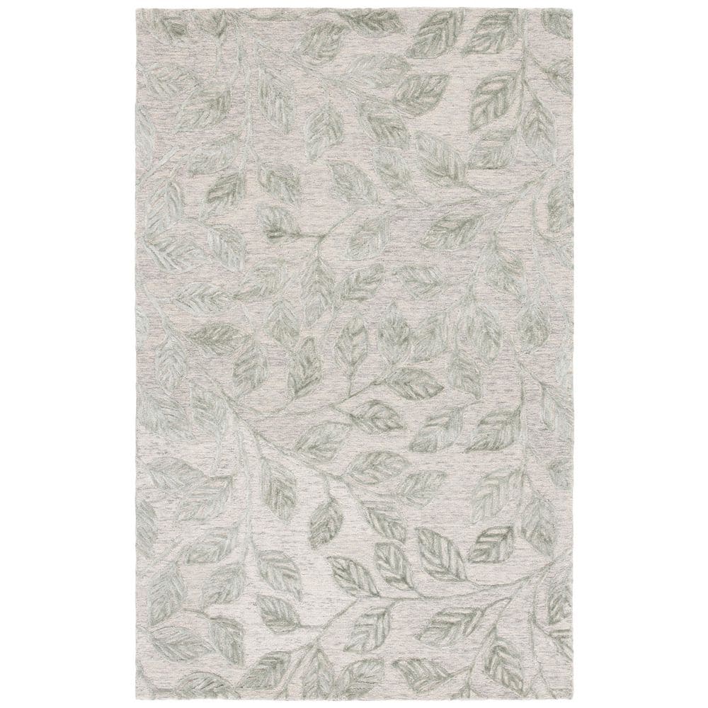 Abstract Leaf Pattern Area Rug SAFAVIEH Soho 4 ft. x 6 ft. Green Abstract Leaf Area Rug SOH179Y-4 ...