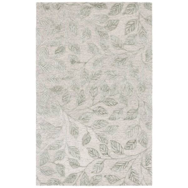 Soho 5 ft. x 8 ft. Green Abstract Leaf Area Rug