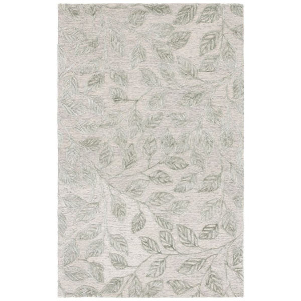 Soho 9 ft. x 12 ft. Green Abstract Leaf Area Rug