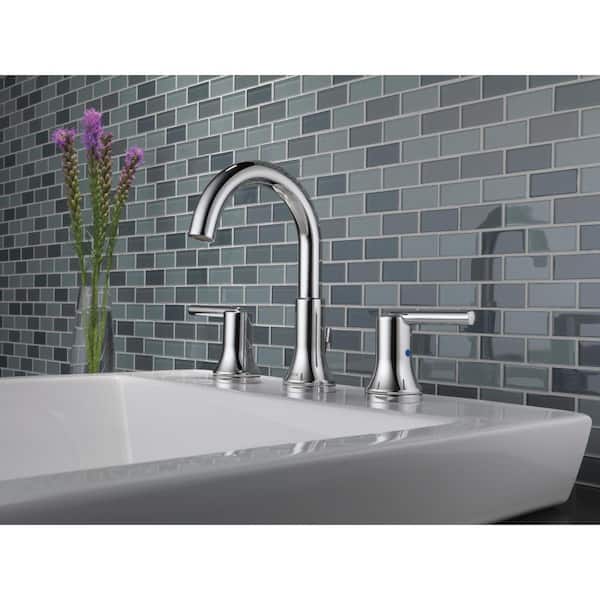 Trinsic 8 in. Widespread 2-Handle Bathroom Faucet with Metal Drain Assembly in Chrome