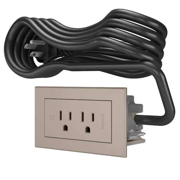 Legrand radiant 15 Amp Nickel 2-Outlet Recessed Furniture Power Strip with 6 Ft. Cord
