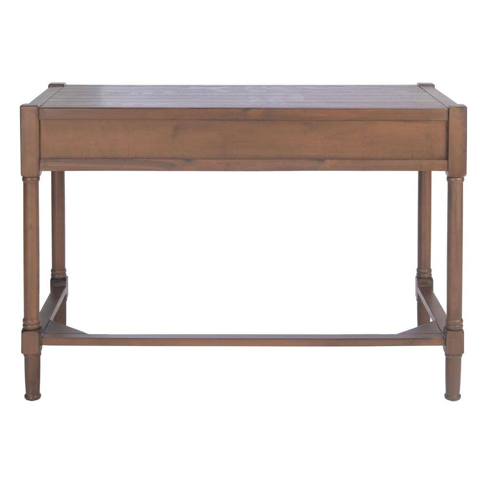 Filbert Traditional Carved Brown Wood Writing Desk with Drawers