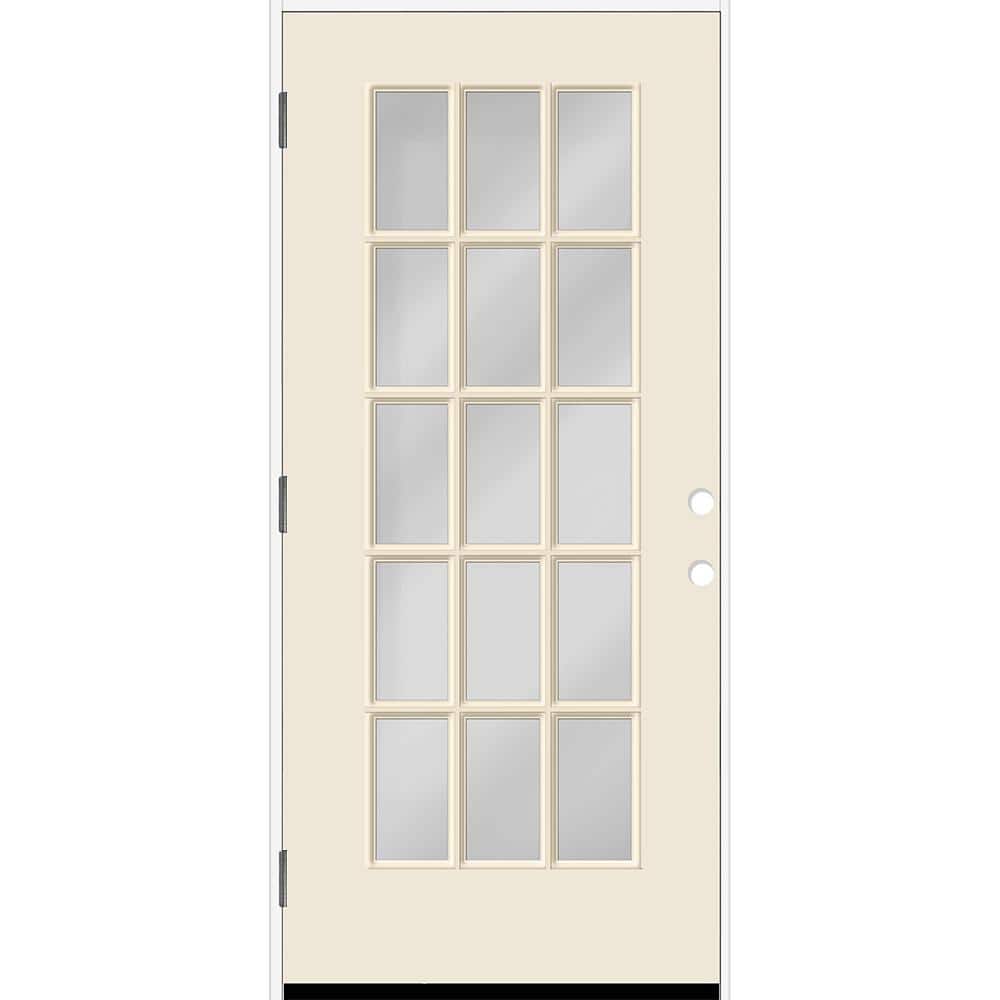 Reliant 32 in. x 80 in. Full Lite 15L SDL Clear Glass RHOS Linen Finish Fiberglass Prehung Front Door 6-9/16 Jamb price history on PriceWatchPro