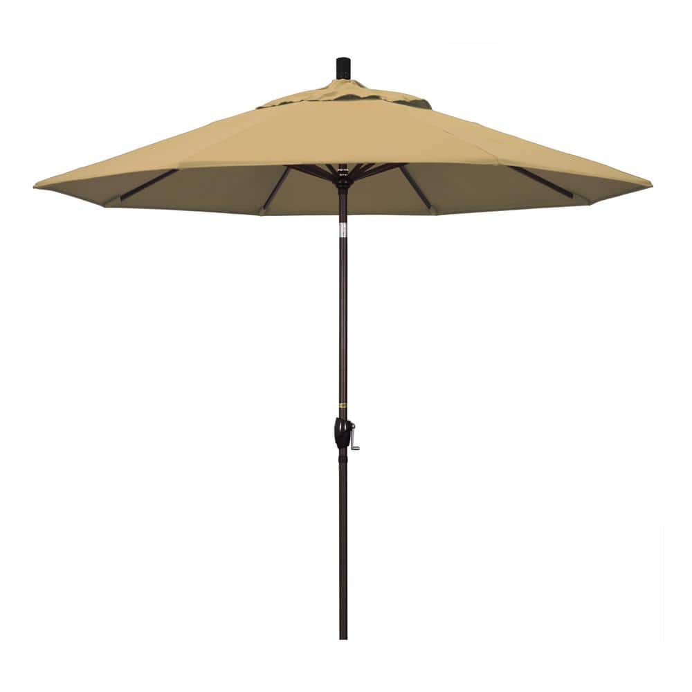 9 ft Champagne Olefin Octagonal Patio Umbrella with Bronze Metal Pole