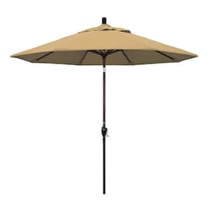 9 ft. Aluminum Push Tilt Patio Umbrella in Champagne Olefin