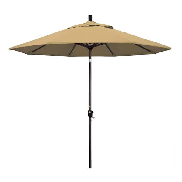 California Umbrella 9 ft. Aluminum Push Tilt Patio Umbrella in Champagne Olefin