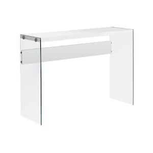 44 in. White Standard Rectangle Console Table with Tempered Glass