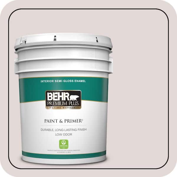 BEHR PREMIUM PLUS 5 gal. #120E-1 Dreamy White Semi-Gloss Enamel Low Odor Interior Paint & Primer