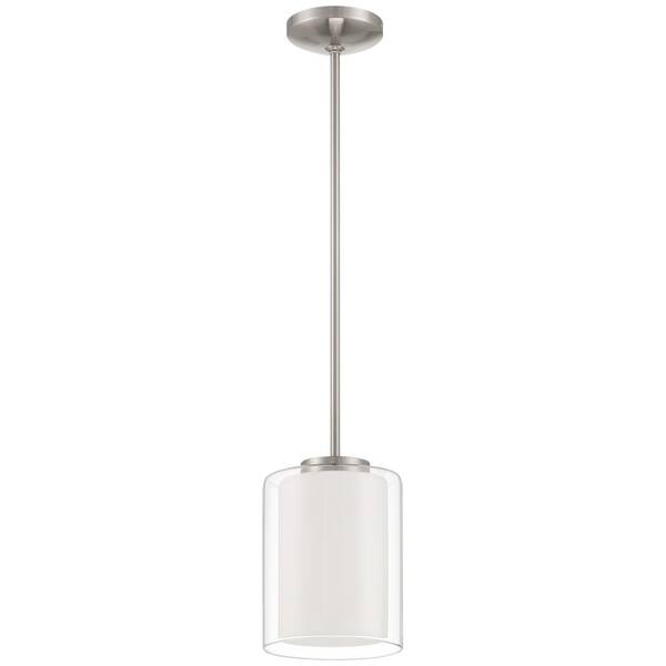 Access Lighting - Seville 1-Light Brushed Steel Standard Pendant Light with Glass Shade