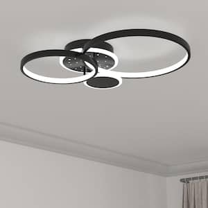 Carson 14.96 in. 3-Light Black Integrated LED Flush Mount