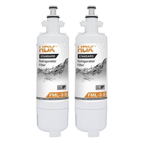 HDX FML-3-S Standard Refrigerator Water Filter Replacement Fits LG LT700P (2-Pack)