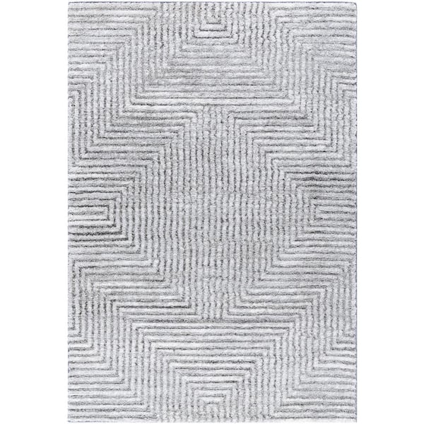 Livabliss Delight Shag Charcoal Global 5 ft. x 7 ft. Indoor Area Rug