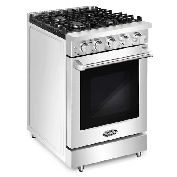 24 in. 3.73 cu. ft. Gas Range, 4 Sealed Burners, Convection Oven, Stainless Steel, Rose Gold Handle Knob Kit