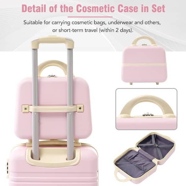 Merax 4-Piece Light Pink Expandable ABS Hardshell Spinner 20 in
