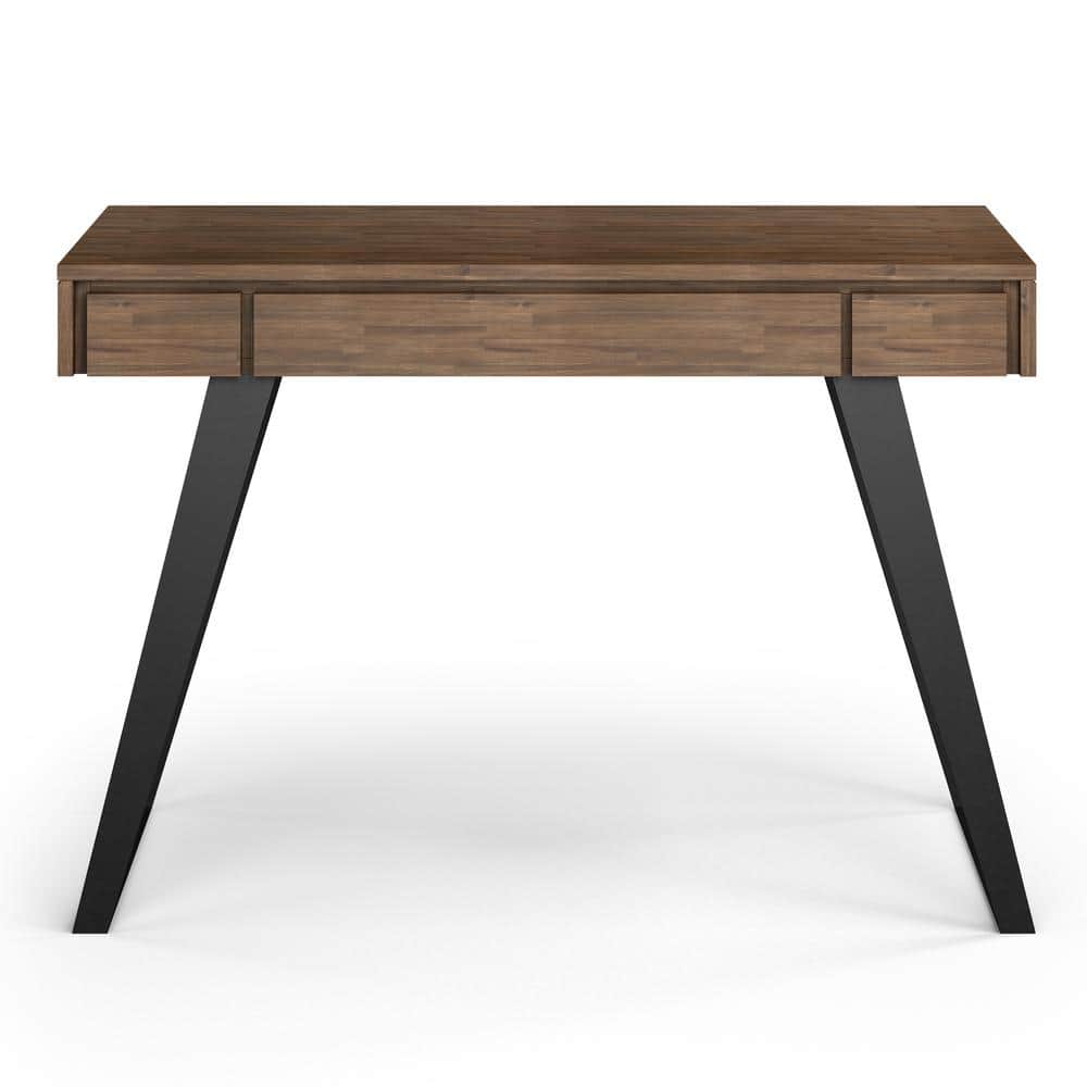 Rustic Natural Solid Acacia Wood Desk with Keyboard Tray and Drawers