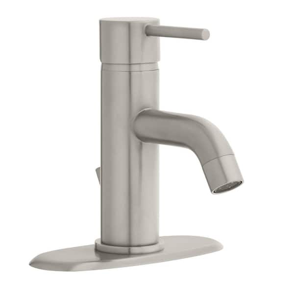 Glacier Bay Modern Single-Handle Single Hole Low-Arc Bathroom Faucet in Brushed Nickel