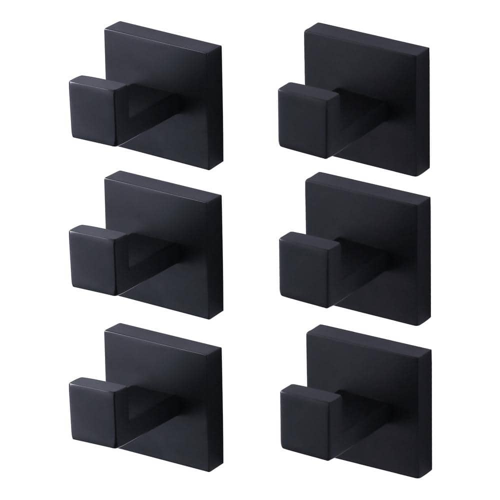 IVIGA Square Stainless Steel Matte Black Bathroom Robe Hook and