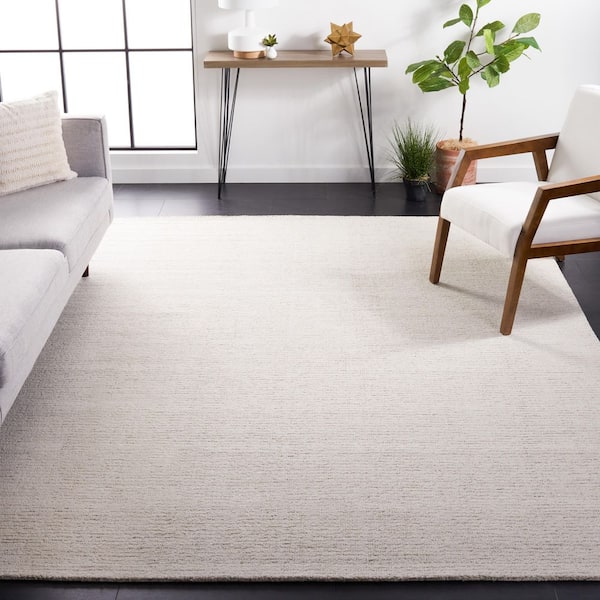 Abstract 11 ft. x 11 ft. Square Ivory/Beige Speckled Area Rug
