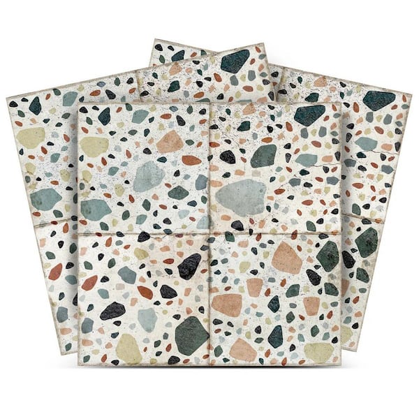 MI ALMA Dark Slate Gray, Silver and White Smoke T6 5 in. x 5 in. Vinyl Peel and Stick Tile (24 Tiles, 4.17 sq. ft./Pack)