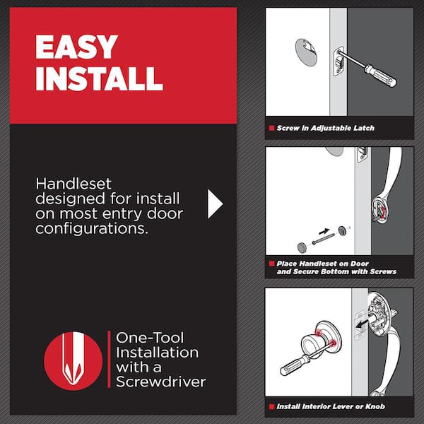 Kwikset Brentford Matte Black Exterior Grip Door Handleset with