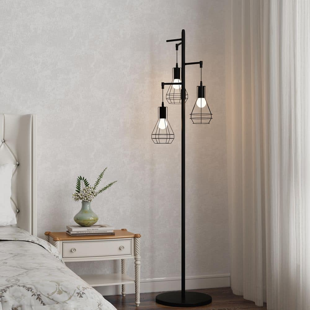 65 in. 3-Light Black Traditional Tree Standing Floor Lamp Corner Tall Lights for Living Room price history on PriceWatchPro