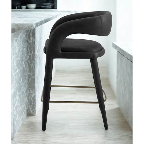 Faerron 25.6 in. Black Metal Leg Counter Stool