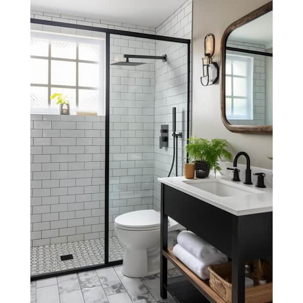 ClassicRain Square Wall Mount 10 in. Single Handle 2-Spray Shower Faucet 2.5 GPM with Pressure Balance in Matte Black