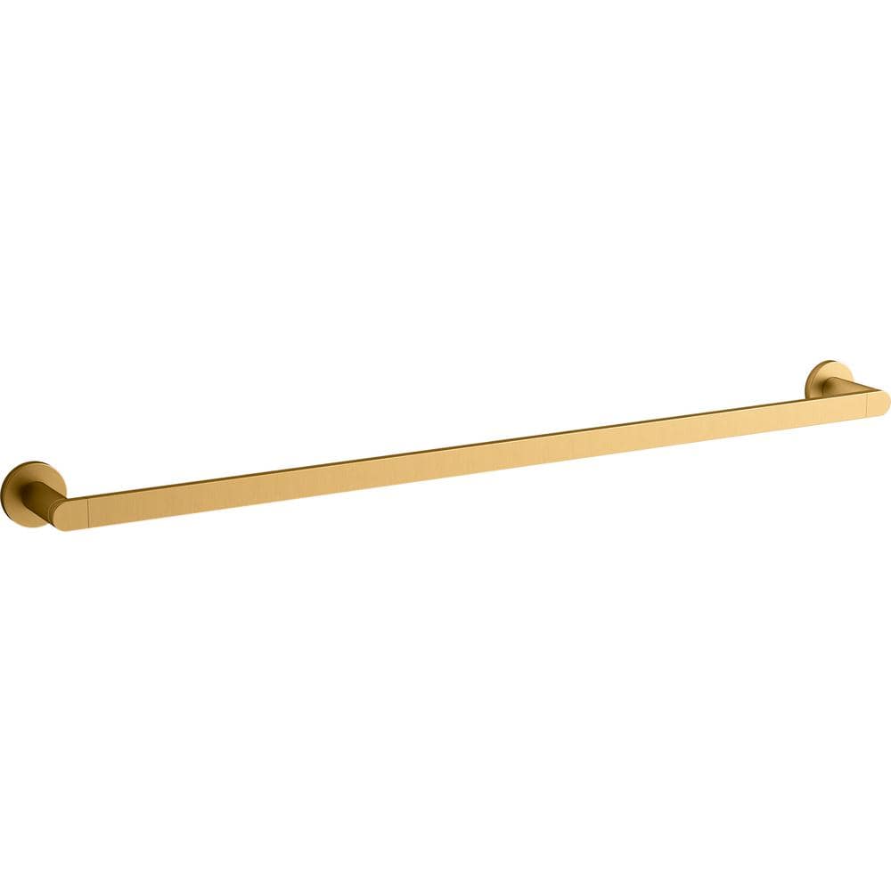 30" Vibrant Brushed Moderne Brass Wall Mounted Towel Bar