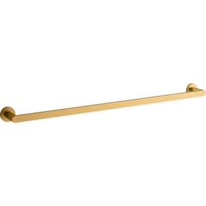 Composed 30 in. Wall Mounted Towel Bar in Vibrant Brushed Moderne Brass