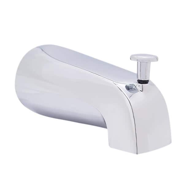 Westbrass 5-1/4 in. Standard Reach Wall Mount Tub Spout with Front Diverter, Chrome