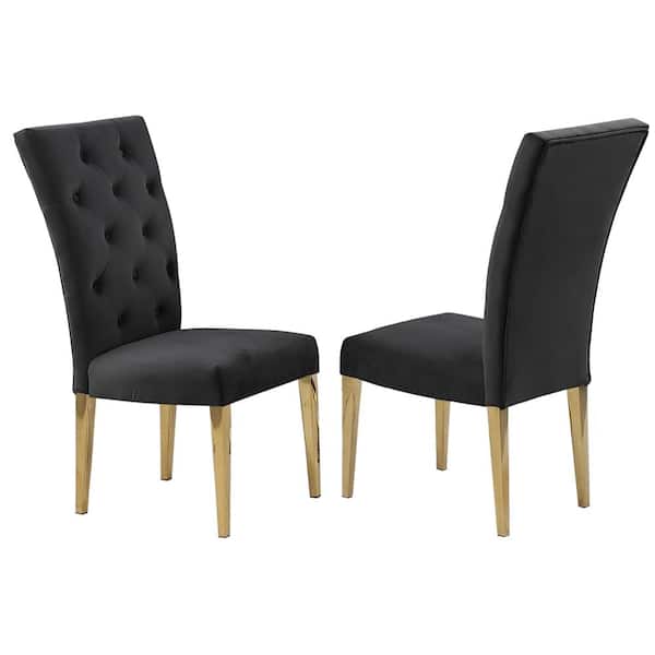 Best Master Furniture Lexington Black/Gold Tufted Velvet Parsons Chairs (Set of 2)