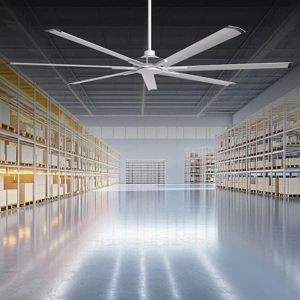 7 ft. Indoor/Outdoor Industrial Nickel 7-Blade Downrod Mount Ceiling Fan with Remote Control and Reversible DC Motor