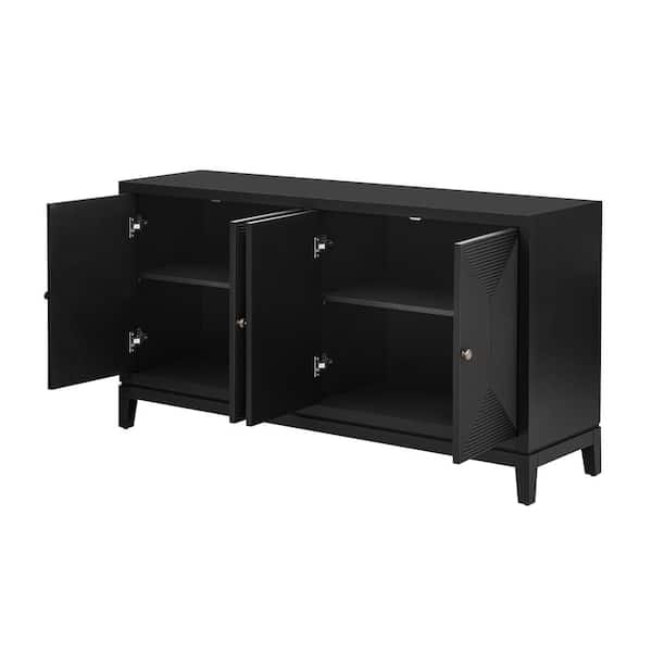 59.8 in. W x 15.7 in. D x 32 in. H Bathroom Black Linen Cabinet