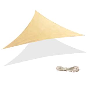 Backyard Expressions 10 ft. x 10 ft. x 10 ft. Beige Triangle Sun Sail with Tie Ropes Included