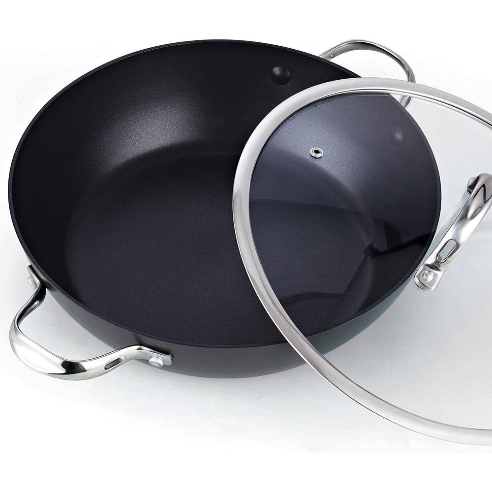 12-Inch Black Nonstick Aluminum Multi-Use Pan with Glass Lid