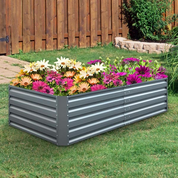 Galvanized Raised Garden Bed, 80 x 40 x 19 in. Metal Planter Box, Steel, Outdoor Planting Kit for Vegetables, Flowers