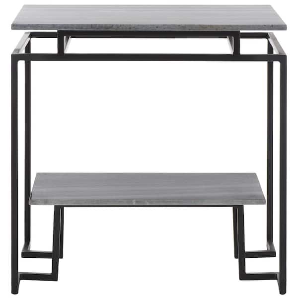 Guernica 24 in. Gray/Black Rectangle Metal End Table with Shelves