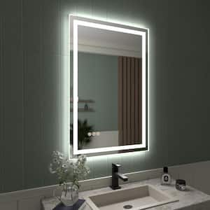 20 in. W x 30 in. H Rectangular Frameless LED Light Anti-Fog Wall Bathroom Vanity Mirror in Polished Crystal