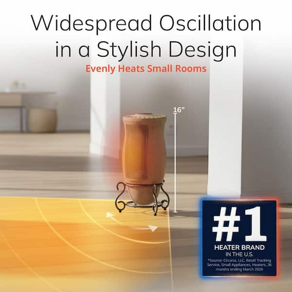Designer Series 1500W 16 in. Electric Oscillating Forced Air Ceramic Tower Space Heater in Beige, 2-Speeds, Remote
