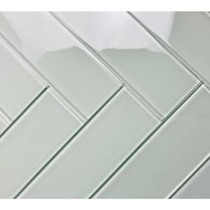 Modern Design Glossy Arctic Blue Subway 3 in. x 12 in. Glass Wall Tile (10 sq. ft./Case)