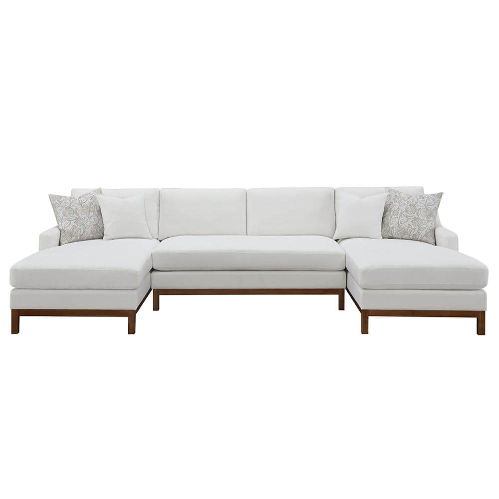 Acme Furniture Valiant 65 in. Armless 3 piece Chenille UShaped Sectional Sofa in Ivory