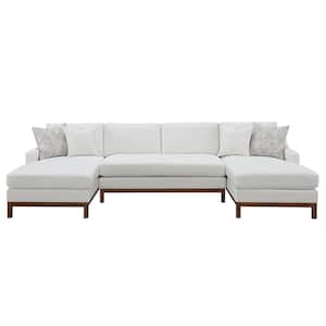 Valiant 65 in. Armless 3 -piece Chenille U-Shaped Sectional Sofa in Ivory Chenille