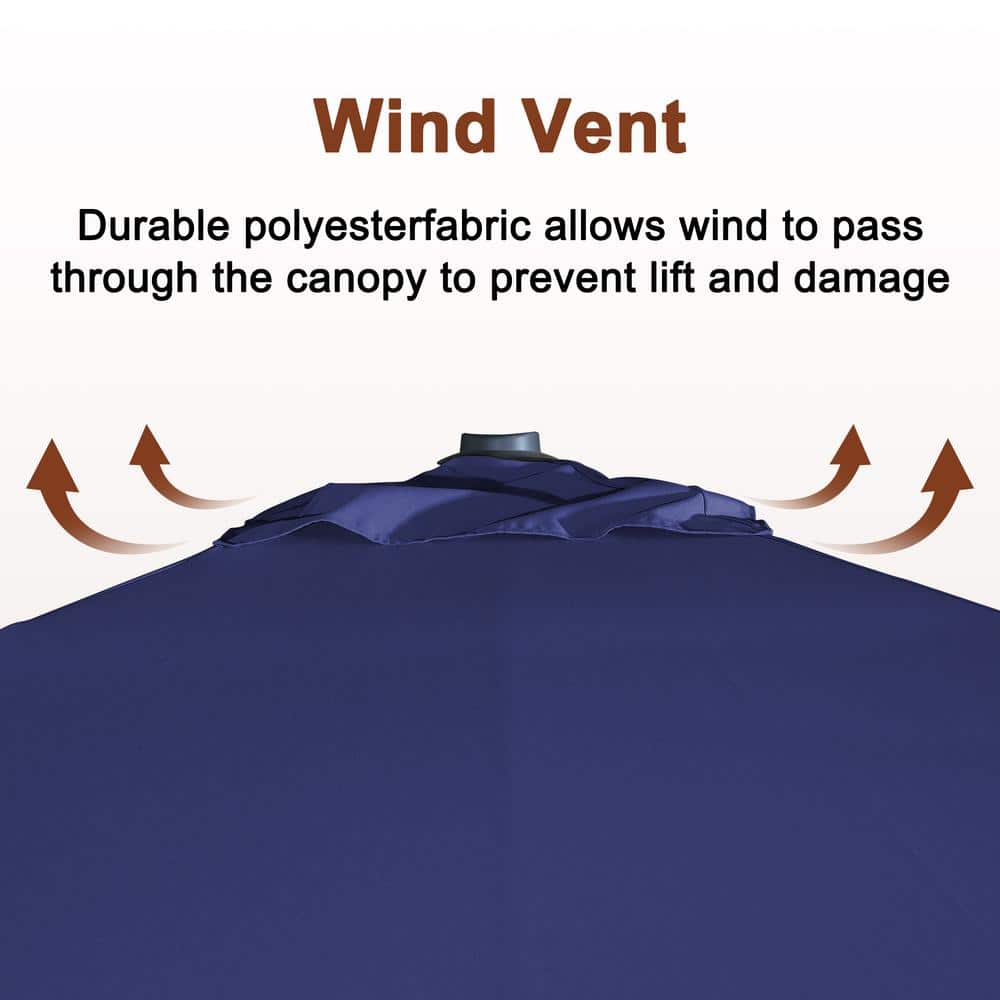 10 ft. Navy Blue Aluminum Cantilever Patio Umbrella with LED Light